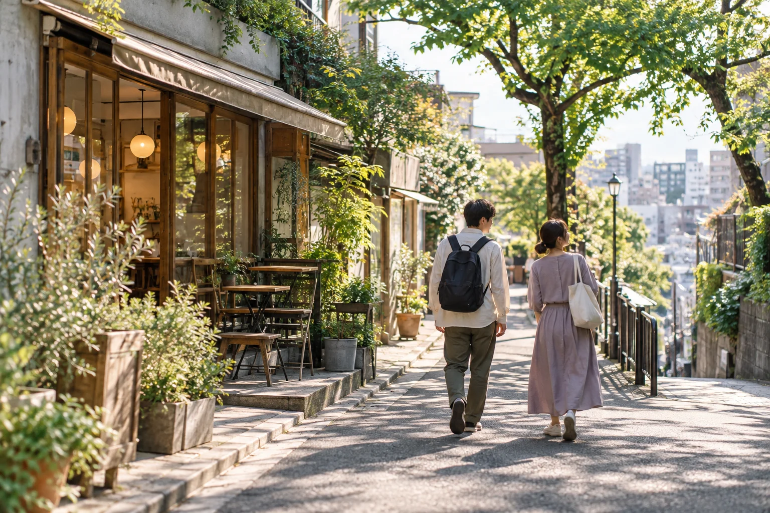 街と公園の散策をイメージした生成写真。実際の撮影写真ではありません
